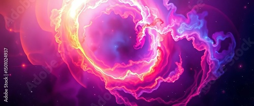 Vibrant nebula swirls in cosmic galaxy, digital space art,  vibrant colors,  color