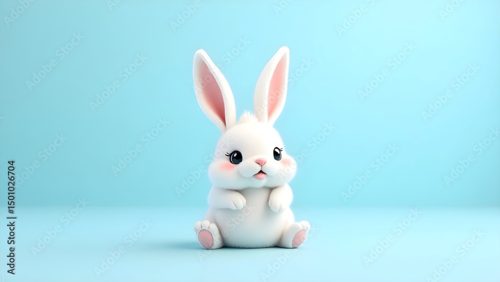 Obraz premium white rabbit on white background, white rabbit with red ribbon, 
