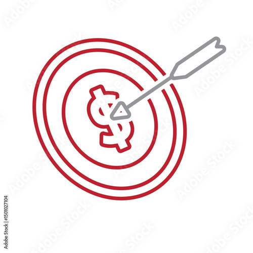 finance icon. business target. dollar coin with target. symbol of analysis, optimization, management. Line design style