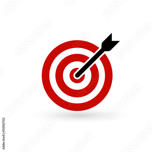 Target With Arrow Hitting Center for Business, Marketing, Goal Achievement, and Strategy Concepts. Perfect for Presentations and Infographics. Vector Illustration.