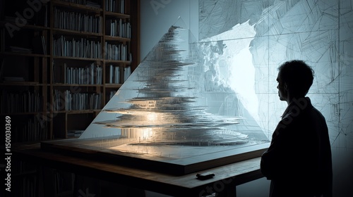 Man browsing through a vast book collection in a library