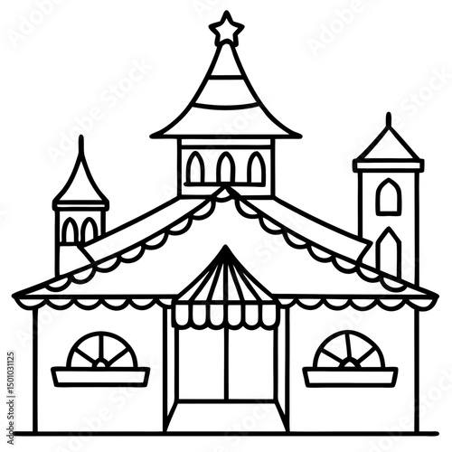 Simple German Christmas Market Vector on White 