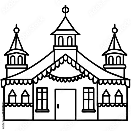 Simple German Christmas Market Vector on White 