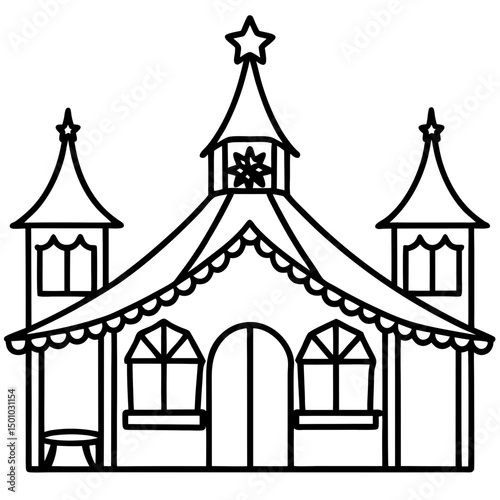 Simple German Christmas Market Vector on White 