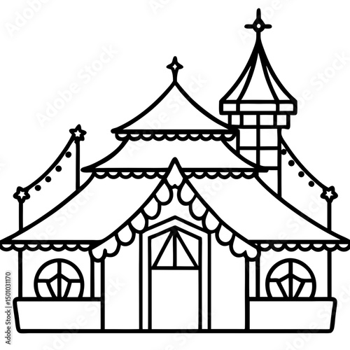Simple German Christmas Market Vector on White 