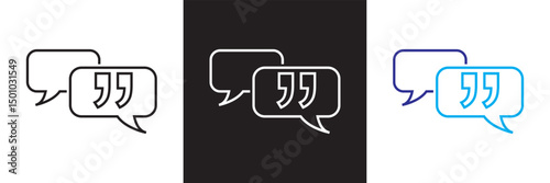 Chat bubble quotes icon . Vector for websites, mobile interfaces, presentations, banner, visual branding etc. Vector illustration. isolated on white and black background. EPS 10