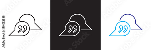 Chat bubble quotes icon . Vector for websites, mobile interfaces, presentations, banner, visual branding etc. Vector illustration. isolated on white and black background. EPS 10