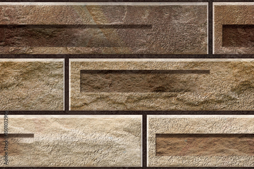 Fototapeta Naklejka Na Ścianę i Meble -  Home decorative 3d elevation wall tiles design, Seamless Ceramic Tiles Designs, Seamless Ceramic Wall tiles design Natural Stone Bricks wallpaper design Home decorative 3d elevation Background.