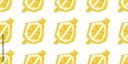 Lemon Drink Pouch Seamless Pattern. Minimal summer beverage design with stylized packaging on white background.