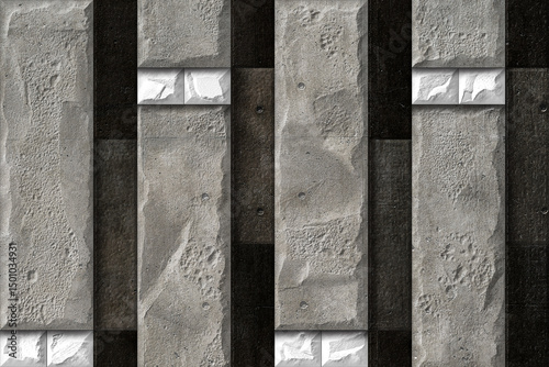 Fototapeta Naklejka Na Ścianę i Meble -  Home decorative 3d elevation wall tiles design, Seamless Ceramic Tiles Designs, Seamless Ceramic Wall tiles design Natural Stone Bricks wallpaper design Home decorative 3d elevation Background.