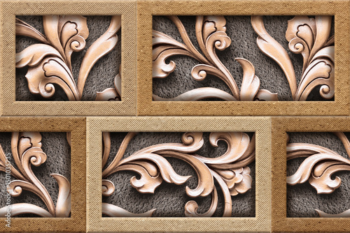 Fototapeta Naklejka Na Ścianę i Meble -  Home decorative 3d elevation wall tiles design, Seamless Ceramic Tiles Designs, Seamless Ceramic Wall tiles design Natural Stone Bricks wallpaper design Home decorative 3d elevation Background.