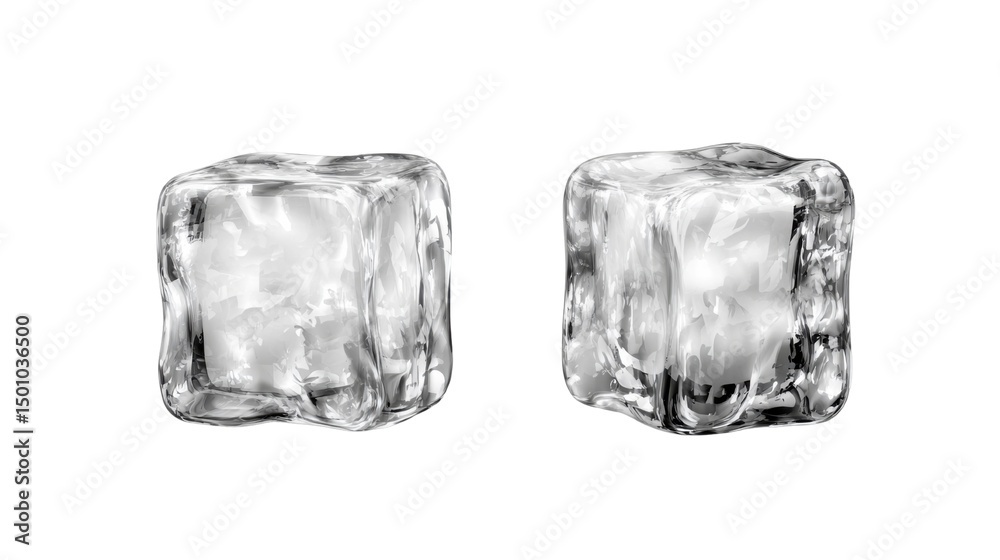 Obraz premium Ice cubes on white background