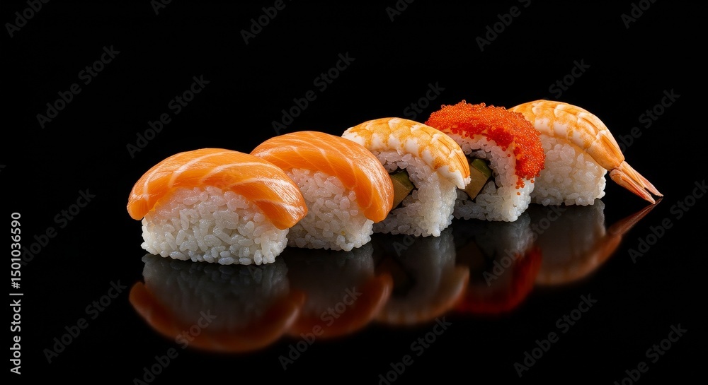 Close Up Photo Of Sushi Nigiri On Black Background Photo Close Up Photo Of Sushi Nigiri On Black Background Photo