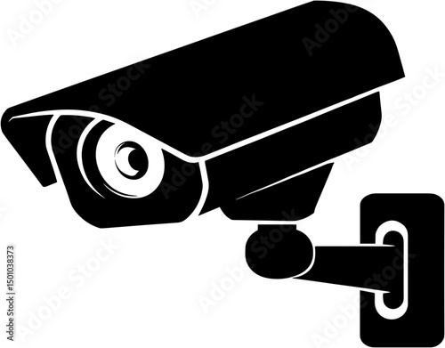 Security camera icon in black silhouette style for surveillance use  