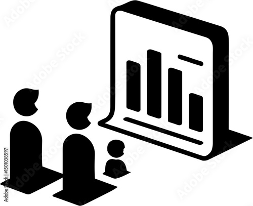People observing bar chart presentation in a business setting  
