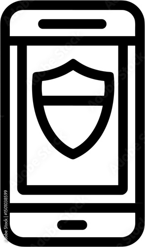 Smartphone with security shield symbol in minimalist design  