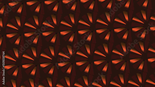 Red and yellow abstract floral pattern with seamless Christmas snowflake decoration