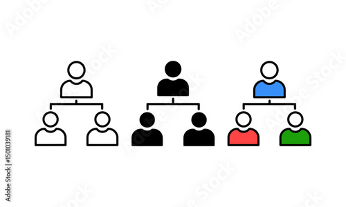 Team Hierarchy Icon Set Vector Organizational Structure Illustration