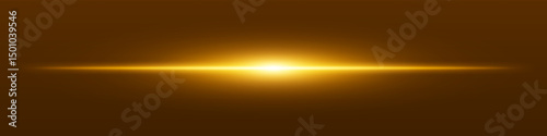 Golden light beam. Sharp linear glow on dark blue background with radiant core, soft edge and tech-style brightness. Ideal for sci-fi, speed, energy, light source.
