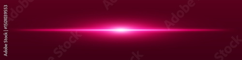 Red light beam. Sharp linear glow on dark blue background with radiant core, soft edge and tech-style brightness. Ideal for sci-fi, speed, energy, light source.