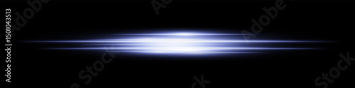 Blue energy beam. Bright horizontal streaks with layered glow and radiant effect on black background. Great for power, sci-fi, motion, tech, future design.