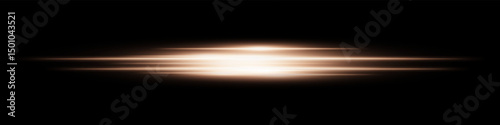 Orange energy beam. Bright horizontal streaks with layered glow and radiant effect on black background. Great for power, sci-fi, motion, tech, future design.