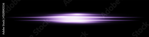Purple energy beam. Bright horizontal streaks with layered glow and radiant effect on black background. Great for power, sci-fi, motion, tech, future design.