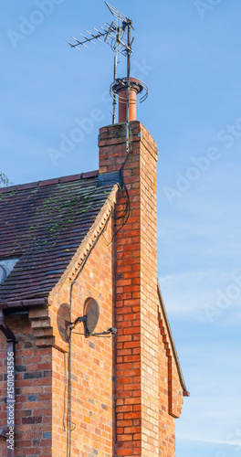 Brick built houses an a housing estate, showing construction, housebuilding, homes mortgage, property, Worcestershire, Midlands, England, UK.