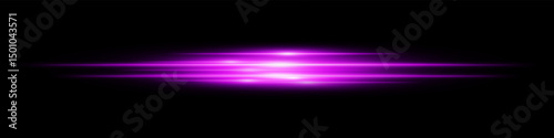 Purple energy beam. Bright horizontal streaks with layered glow and radiant effect on black background. Great for power, sci-fi, motion, tech, future design.