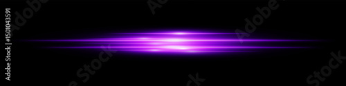 Purple energy beam. Bright horizontal streaks with layered glow and radiant effect on black background. Great for power, sci-fi, motion, tech, future design.