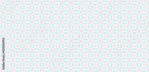 Delicate floral pattern featuring pastel colors and geometric shape repetition across design