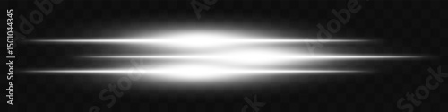 White triple flare. Three horizontal glowing beams with vibrant energy core on dark background. Ideal for future, energy, sci-fi, tech, power, digital effect.