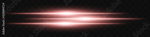 Orange triple flare. Three horizontal glowing beams with vibrant energy core on dark background. Ideal for future, energy, sci-fi, tech, power, digital effect.