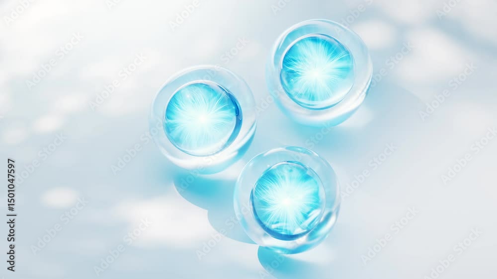 Transparent blue bubbles background, 3d rendering.