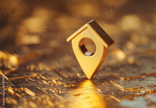Golden location pin atop a golden circuit board