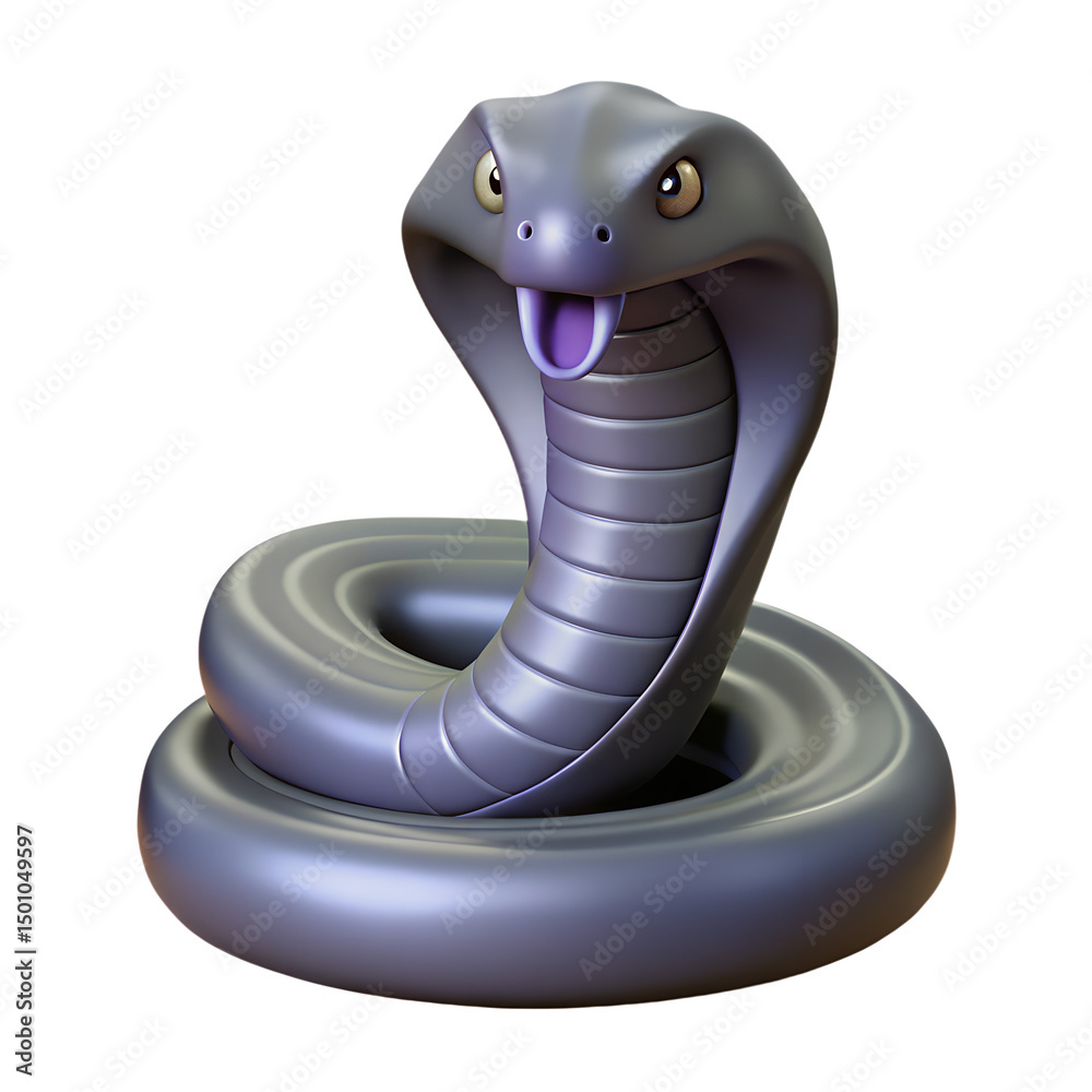 Fototapeta premium 3D Cobra Snake. Hood Spread in Defensive Pose. Realistic Render