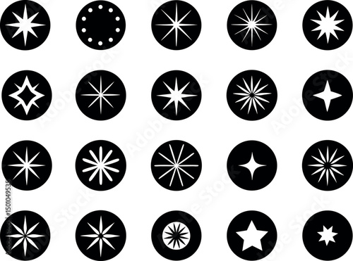 Sparkle, starburst, twinkle, star burst, sunray, sunbeam and sunburst icons set.