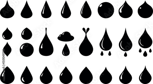silhouette  Water Drop Icon Set. Vector Design set. silhouette illustrations. 