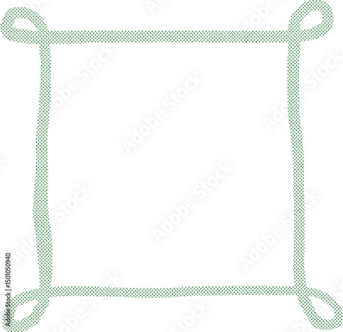 グリーンハーフトーンの手描きのツイストラインフレーム　Adobe Illustrator Artwork