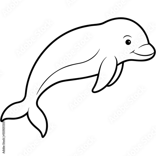 Minimalist Beluga Whale Vector on White