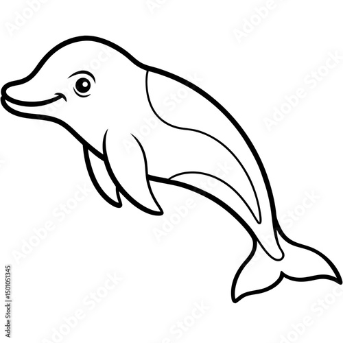 Minimalist Beluga Whale Vector on White