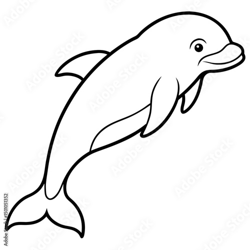 Minimalist Beluga Whale Vector on White