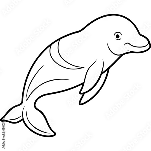 Minimalist Beluga Whale Vector on White