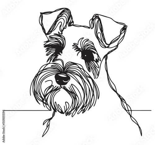 Schnauzer Dog Line Art: Minimalist Pet Portrait, Single Line Drawing, Cute Animal Illustration, Modern Home Decor, Black and White Art Print
