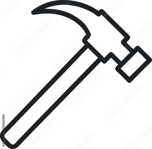 hammer outline icon on transparent background