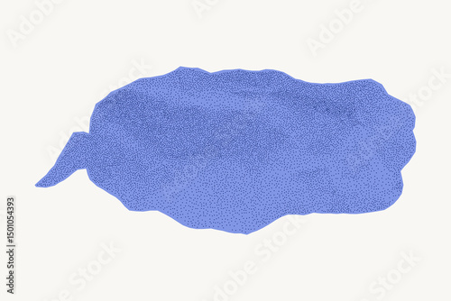 Vintage blue pastel dialogue bubble made of wrinkled paper, isolated on white background. Torn notebook edges, gritty dotted surface, halftone texture.