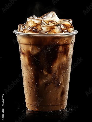Iced coffee drink in clear plastic cup