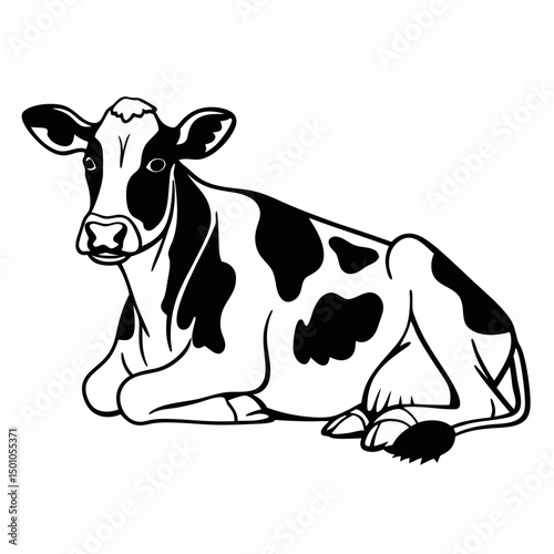 Cow Sitting Down Silhouette