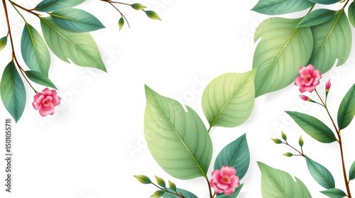 White Background with Green Leaf and Positive Message