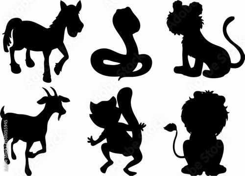 Black images of wild animals.eps